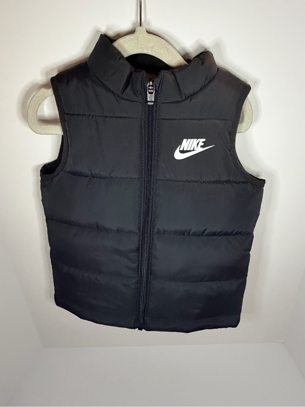 Nike Kids Black Quilted Puffer Vest with White Logo